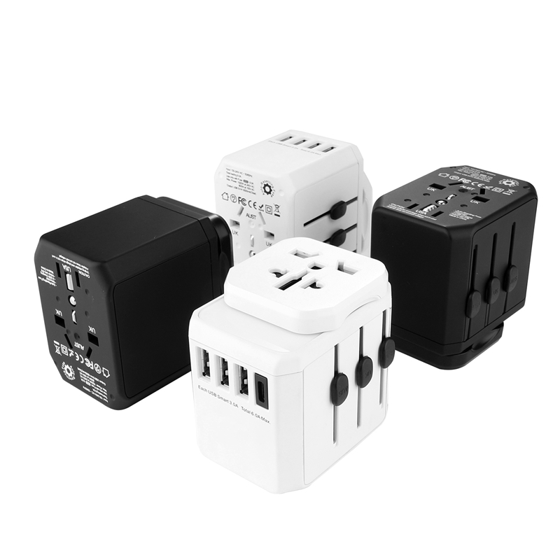 Globalna wtyczka uniwersalny uniwersalny uniwersalny adapter podróżny z 3 portami USB + typ C