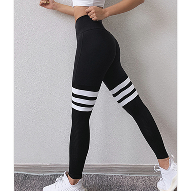 Nowe sportowe legginsy na wysokim poziomie, dla kobiet, paski modowe, spodnie do jogi, nadające się do oddychania, spodnie do biegania.