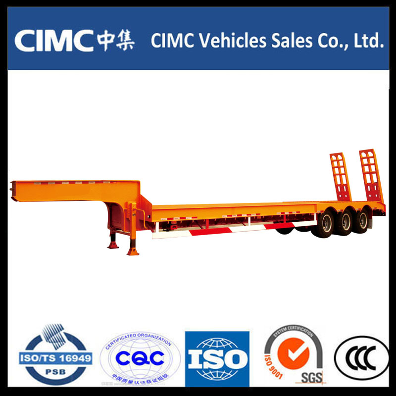 Cimc 3 Axle 70ton Low Bed Semi Trailer z Ramą hydrauliczną