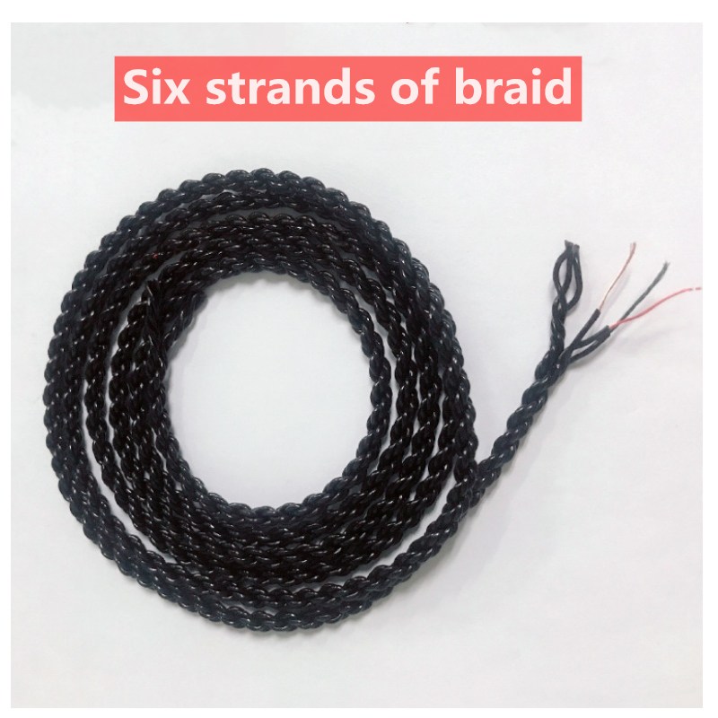 Czarny przewód słuchawkowy 6 pasm plecionego, lakierowanego drutu miedzianego DIY