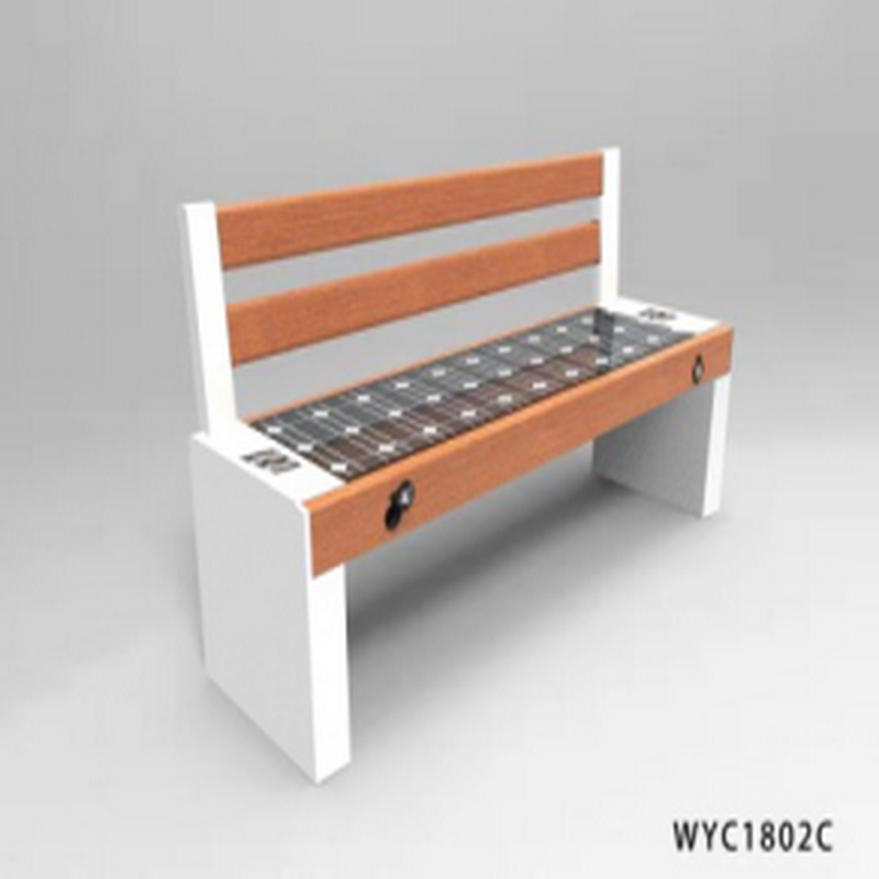 Duży format WPC Wood Galwanizowana stal Smart Voice Solar Bench