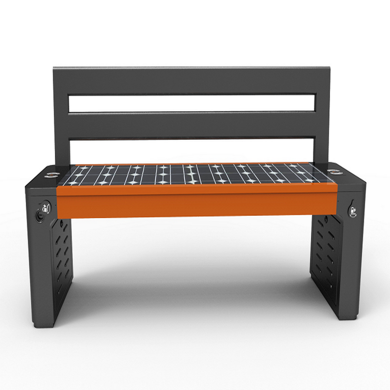 Duży format WPC Wood Galwanizowana stal Smart Voice Solar Bench