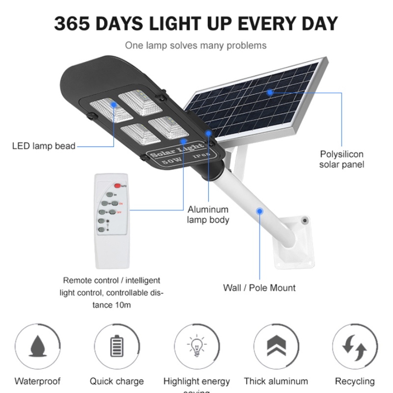 SMD IP65 30w 50w 100w LED Solar Street Light