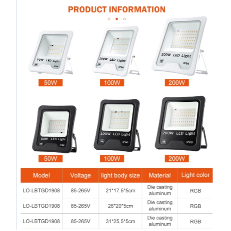 Aluminium ip66 50w 100w 200w. Światło powodziowe