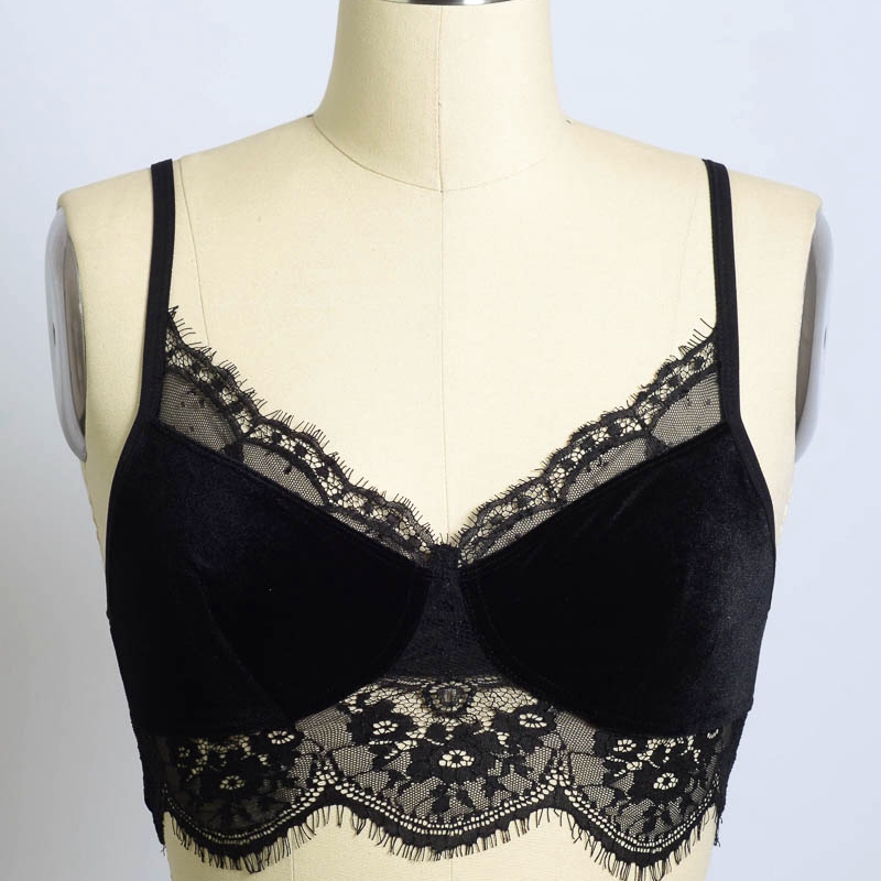 GA-5310 Grace Girl Velvet and Lace Half Cami