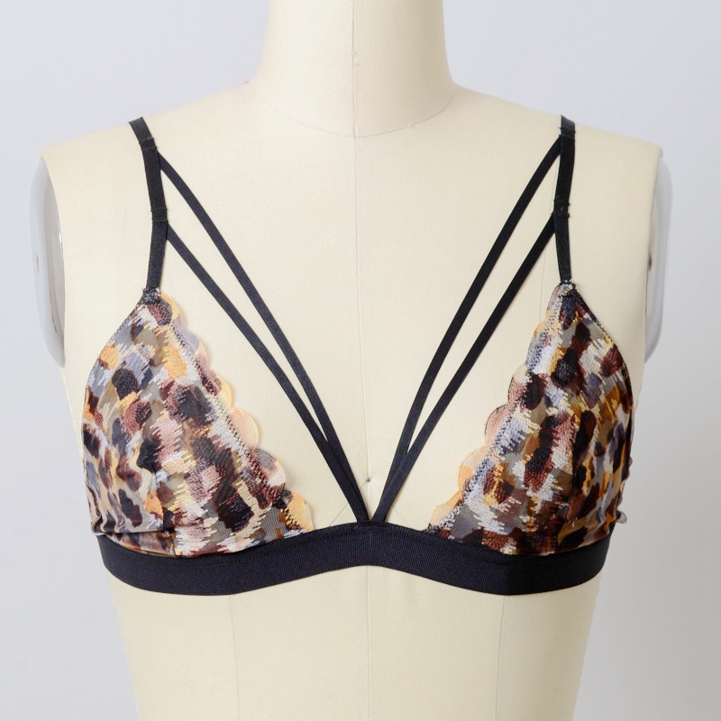 GA-5498 Grace Girl Splash Leopard Strappy Bralette Hurtownie