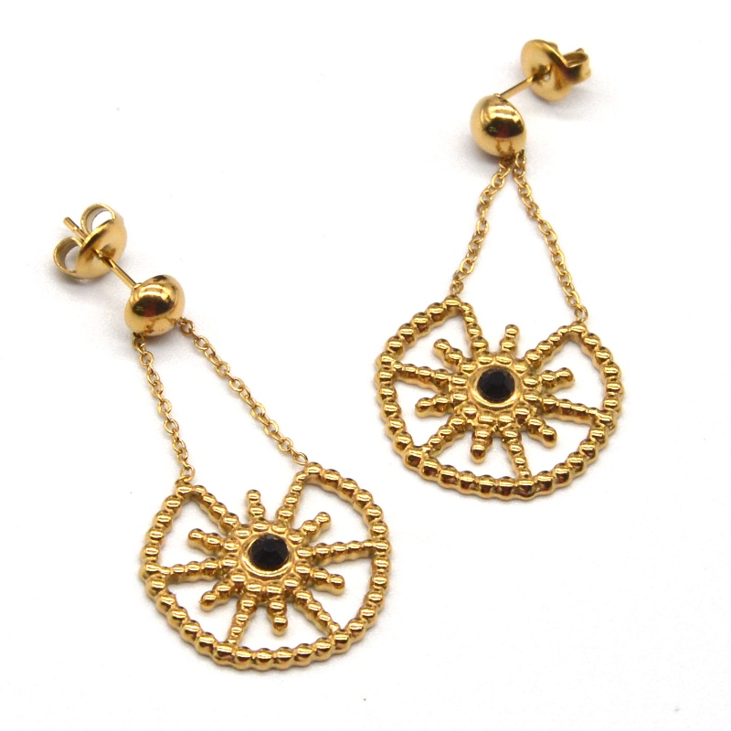 Modelki ze stali nierdzewnej ze złotymi zawieszkami w kształcie kwiatków, z motywem sztyftów do uszu, urocze dzieło dla młodych kobiet. Chiny Fabryka biżuterii Ruifanbao