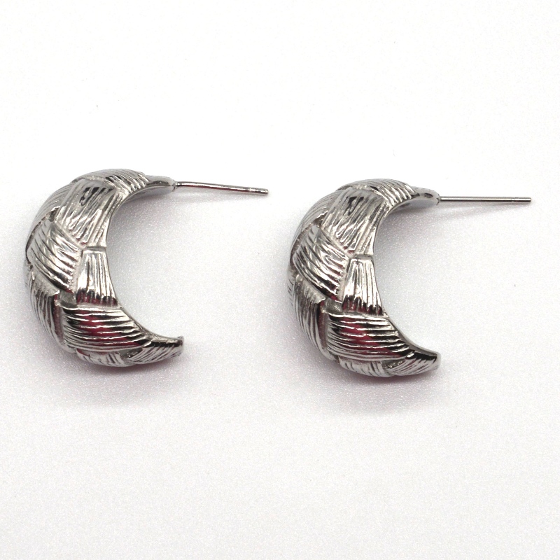 Srebrne kolczyki damskie okrągłe grawerowane kolczyki diagonalne, Chiny Fabryka przetwarzania biżuterii Ruifanbao