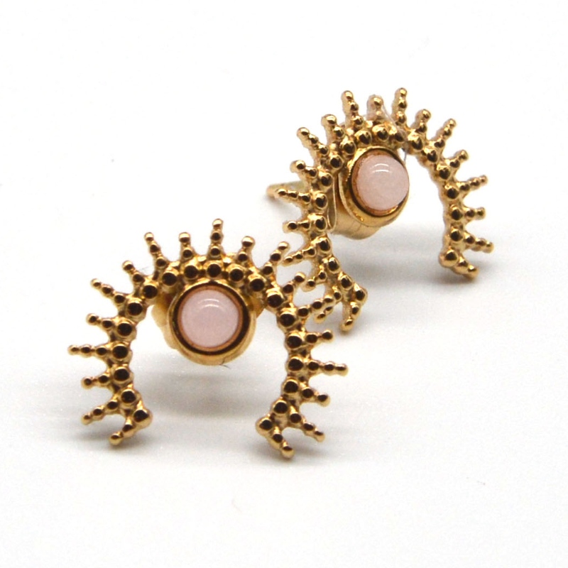 Pozłacane kolczyki agatowe, złote kolczyki damskie ze stali nierdzewnej Chiny Fabryka przetwarzania biżuterii Ruifanbao