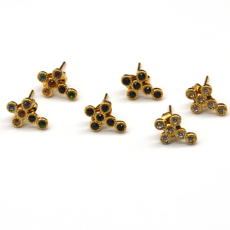 Damski krzyż cyrkonia mini pavé krzyżowe kolczyki Chiny Ruifanbao fabryka przetwarzania biżuterii