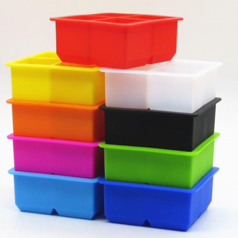 Żel krzemionkowy 4-siatka kratka lodowa 4-połączona żel krzemionkowy kwadratowa forma 4-otworowa kwadratowa skrzynka na akcesoria Pasek whisky Pudełko do robienia lodu