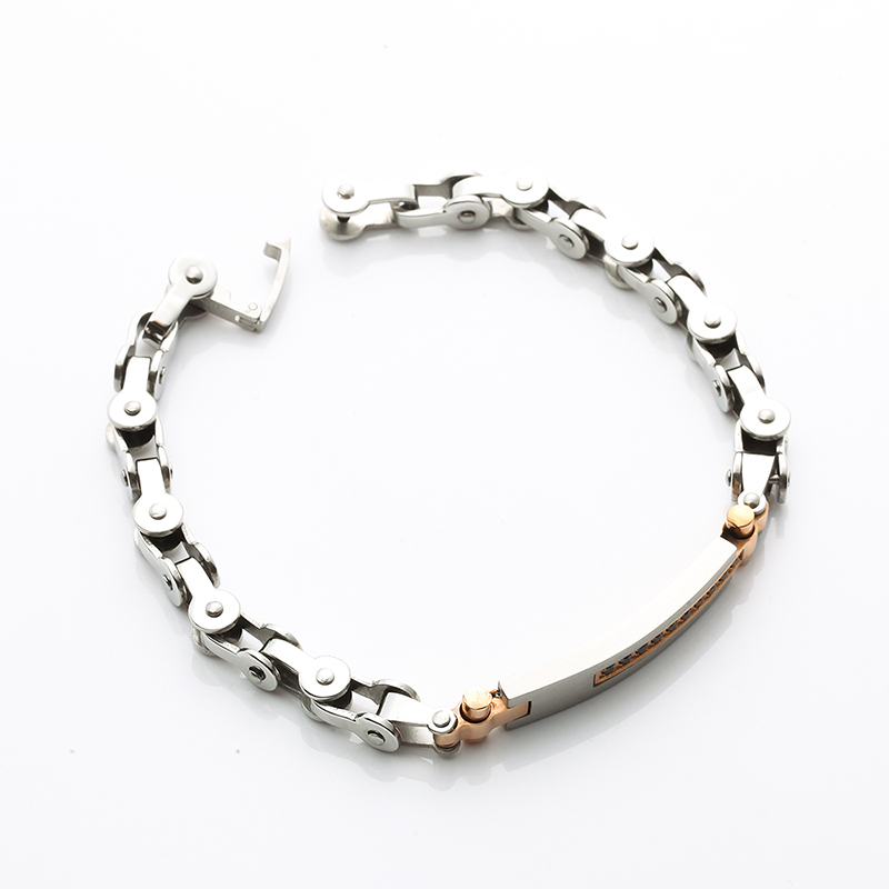 Dwukolorowa bransoletka ze stali nierdzewnej z 18-karatowym różowym złotem CNC CZ Stone Modna bransoletka