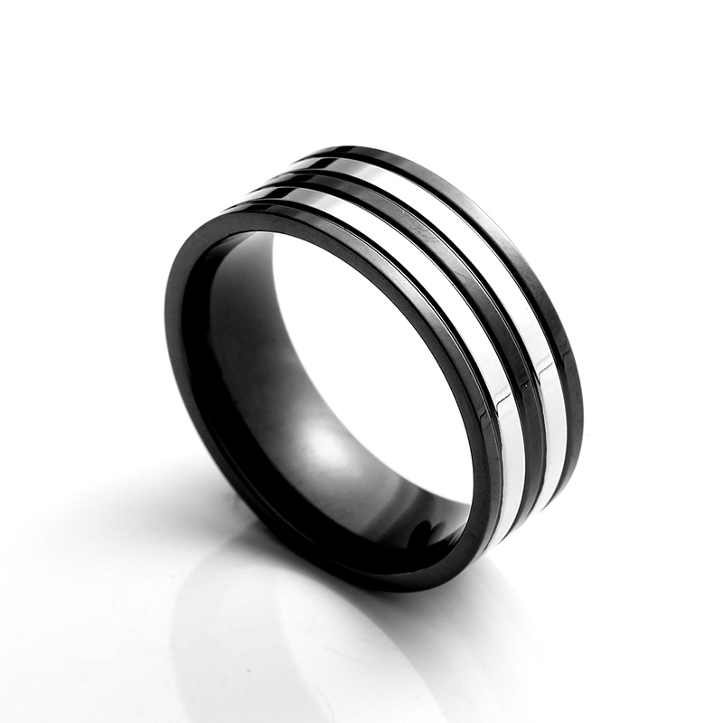 Men\\s Stainless Steel Ring Two Tone Black Plating Ring Elegant China Jewelry Manufacturer