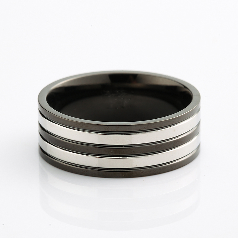 Men\\s Stainless Steel Ring Two Tone Black Plating Ring Elegant China Jewelry Manufacturer