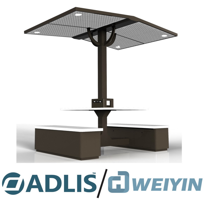 Ściemnianie LED Światła indukcyjne ludzkiego ciała Ładowanie telefonu Inteligentna ławka z energią słoneczną