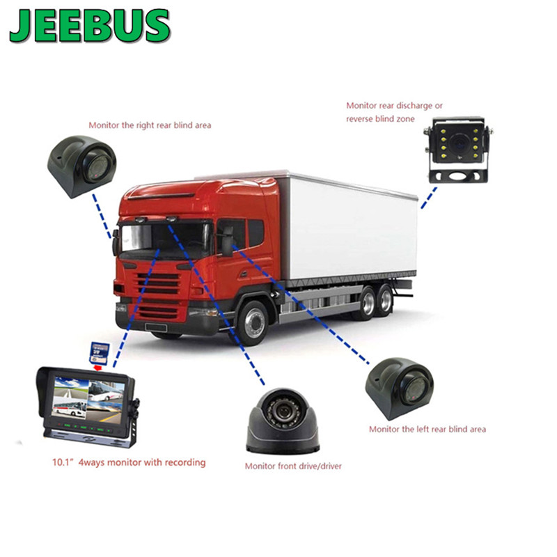 AHD 7-calowy przewodowy system monitoringu Quad DVR z kamerą do ciężarówki