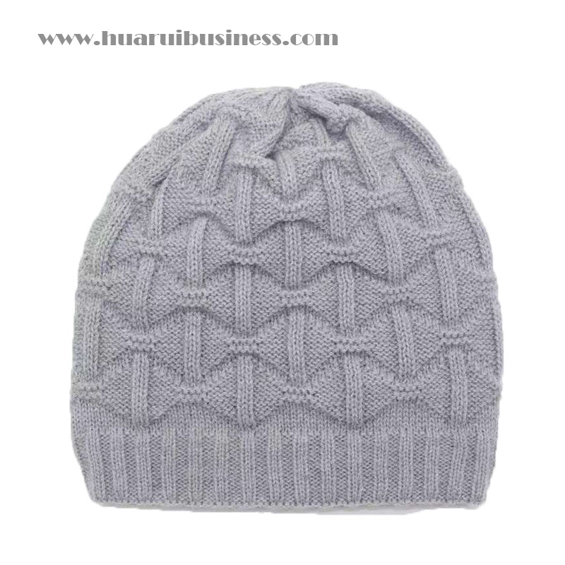 Winter Beanie bez mankietu, akrylowy kapelusz, tuque, stały kolor, z jacquard
