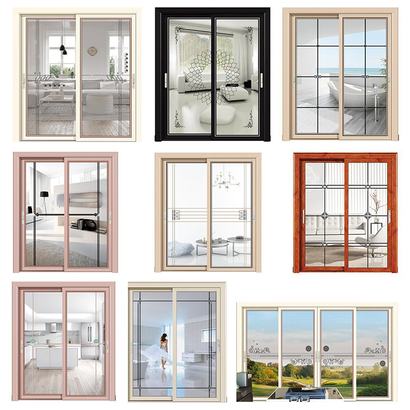 French Style Commercial Aluminum Door And Frame New Design Aluminium Stacking Sliding Glass Commercial Aluminium Door And Frame Nowy Sliding Sand Grey Color Gliding Glass Factory Ouret Narrow Frame Aluminium Slide Door