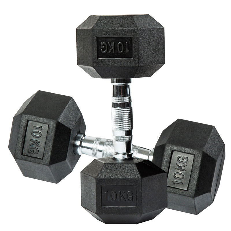 Rubber powleczony Solid Steel Hexagonal Dumbbell