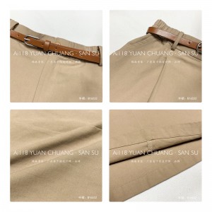 Luźny krój Minimalistyczny Prosty styl Casual Jednokolorowa bawełniano-lniana duża spódnica midi 16532