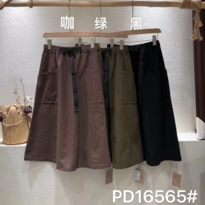 luźno dopasowany projekt Minimalst Straight style Casual Solid color bawełna i bielizna przerośnięta na zamówienie Midi Skirt 16565