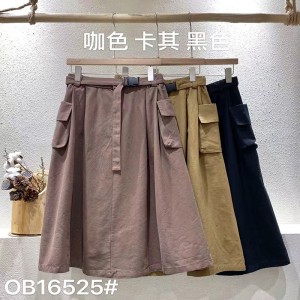 luźno dopasowany projekt Minimalst Straight style Casual Solid color bawełna i bielizna przerośnięta na zamówienie Midi Skirt 16525