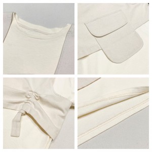 Luźny krój Minimalistyczny Okrągły kołnierzyk Styl zszywanymi rękawami Casual Jednokolorowa bawełna i len Ponadgabarytowe niestandardowe 19527 T-shirty + kamizelki