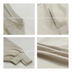 luźno dopasowany projekt Minimalst Round Collar styl Stitched rękaw Casual Solid color bawełna i bielizna przerośnięta na zamówienie 12685 Sweatshirts