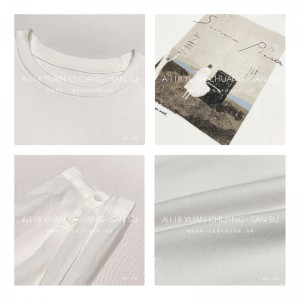 luźno dopasowany projekt Minimalst Round Collar styl Stitched rękaw Casual Solid color bawełna i bielizna przerośnięta na zamówienie 12709 Sweatshirts