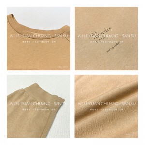 luźno dopasowany projekt Minimalst Round Collar styl Stitched rękaw Casual Solid color bawełna i bielizna przerośnięta na zamówienie 12711 Sweatshirts