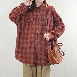 luźno dopasowany projekt Minimalist Stylish Casual Solid Striped Checked overshed cust 17799 Loose Checked Shirt