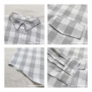 luźno dopasowany projekt Minimalist Stylish Casual Solid Striped Checked overshed cust 17799 Loose Checked Shirt