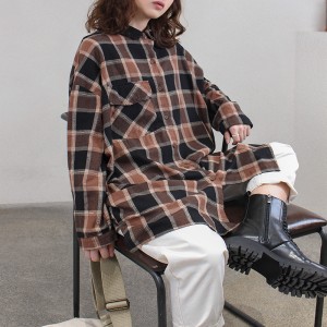 luźno dopasowany projekt Minimalist Stylish Casual Solid Striped Checked overshed cust 17853 Loose Checked Shirt