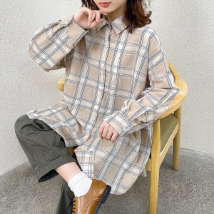 luźno dopasowany projekt Minimalist Stylish Casual Solid Striped Checked overshed cust 17827 Loose Checked Shirt