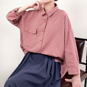 luźno dopasowany projekt Minimalist Stylish Casual Solid Striped Checked overshed cust 17836 Loose Checked Shirt