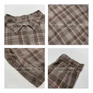 luźno dopasowany projekt Minimalist Stylish Casual Solid Striped Checked overshed cust 17838 Loose Checked Shirt