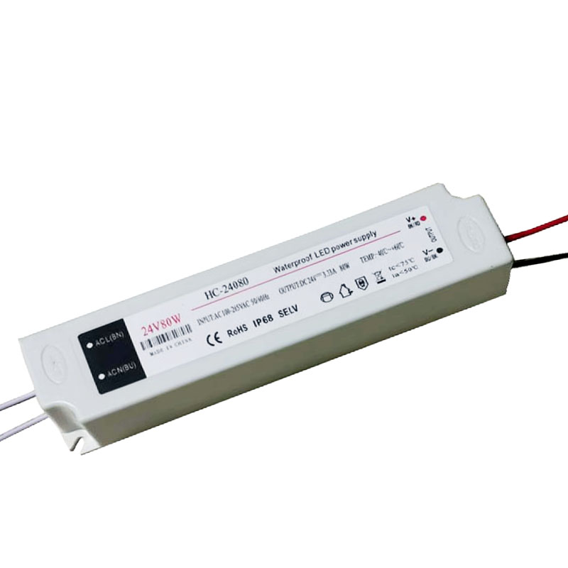 12V 80W nieprzepuszczalny wodoodporny regulowany napięciowy zasilacz z tworzywa sztucznego