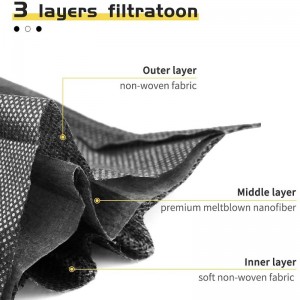 3-warstwowa jednorazowa czarna maska