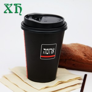 Kubek papierowy z pokrywką o pojemności 12 uncji w kolorze czarnym
