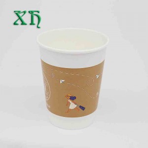 12 uncji Niestandardowe podwójne ścianki papierowe kubki do kawy Kubek papierowy na wynos