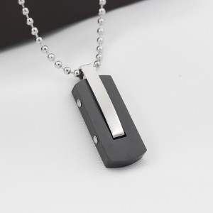 Hurtownia ze stali nierdzewnej dwukolorowy czarny naszyjnik wisiorek