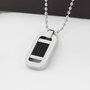 Hurtownia ze stali nierdzewnej dwukolorowy czarny naszyjnik z drutu stalowego