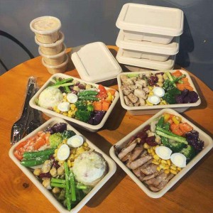 Prostokątne ekologiczne biodegradowalne pojemniki do pakowania żywności na wynos Jednorazowy pojemnik na skrobię kukurydzianą