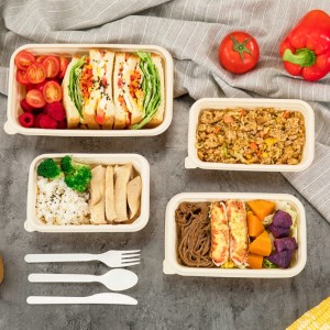 Prostokątne ekologiczne biodegradowalne pojemniki do pakowania żywności na wynos Jednorazowy pojemnik na skrobię kukurydzianą