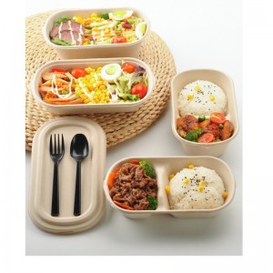 Take away fast food boxions bagasse food packing contains with clear cover comstoable cutanter