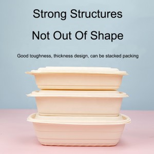 Biodegradalna skrzynka na opakowania fast food, prostokątna, wyjmująca pojemnik na żywność, pudełko na lunch ulegające degradacji