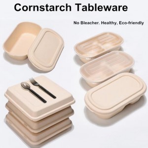 Bioegradable Food Packaging Cornskrobi Packing Lunch Box Kompostowalne Mikrofable Clamshell Take Out Food Continers