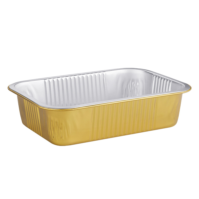 Jednorazowe pudełko do pakowania żywności fast food Złote i srebrne pudełko na lunch z folii aluminiowej do recyklingu