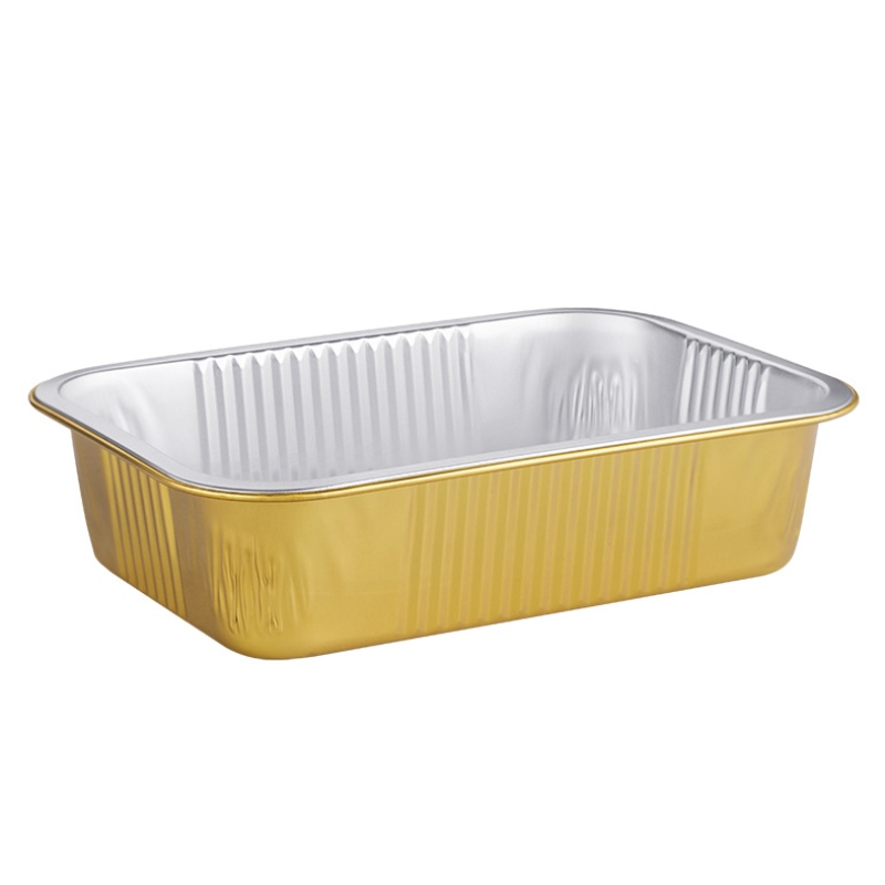 Podgrzewane pudełko do pakowania żywności Złote pudełko na lunch do konserwacji termicznej, nadające się do recyklingu, pojemnik na żywność z folii aluminiowej na wynos
