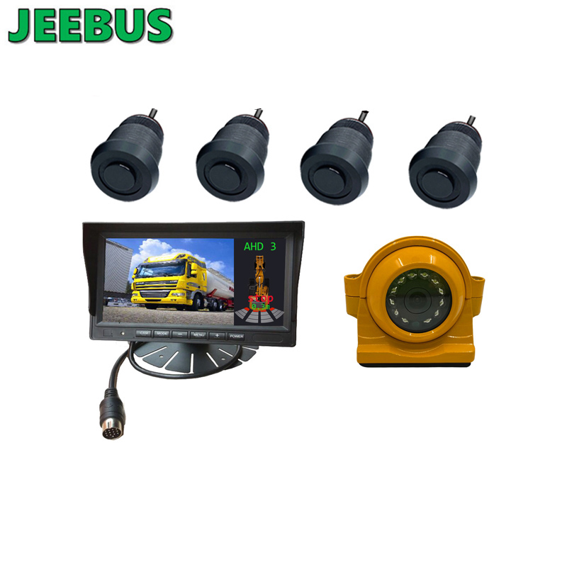 Excavatior Machinery Truck Kamera cofania z ultradźwiękowym systemem wykrywania radarów z cyfrowym czujnikiem parkowania 7-calowy monitor AHD
